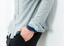 Load image into Gallery viewer, Kasuri Jersey Button-Up in Blue Grey