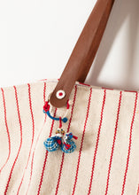 Load image into Gallery viewer, Woven Oversized Tote in Red Stripe